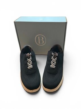Life Stride Woman's Black Knit Slip-On Sneakers with Tan Sole